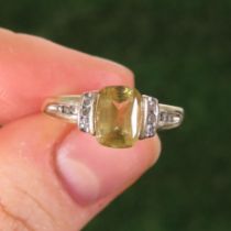 9ct Gold Diamond & Heliodor Dress Ring (2.3g) Size N