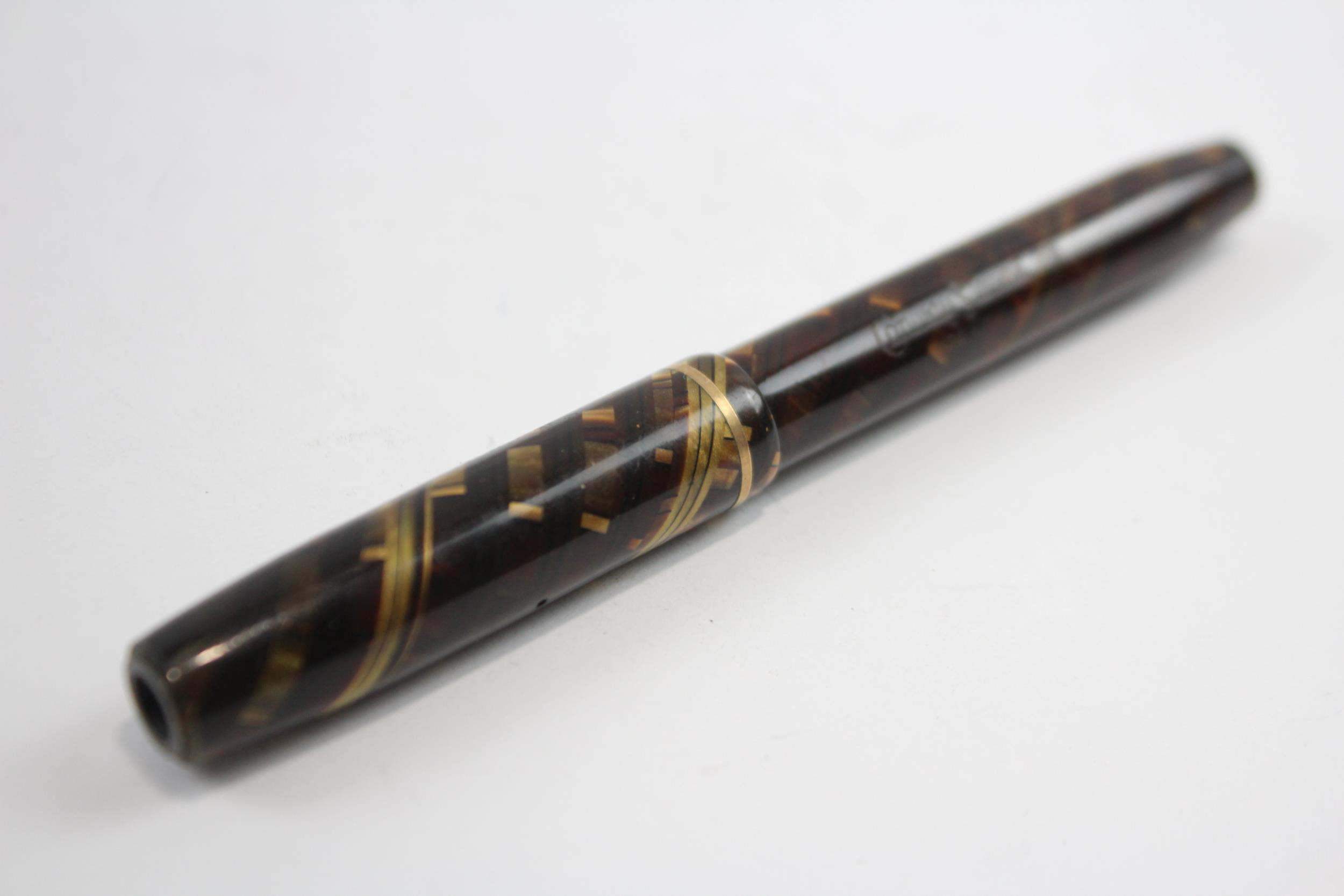 Vintage Conway Stewart 28 Brown Fountain Pen w/ 14ct Gold Nib WRITING // Dip Tested & WRITING In - Image 6 of 9