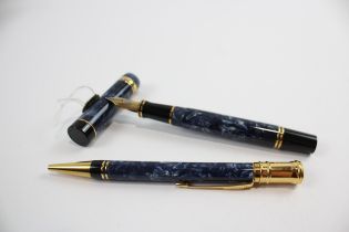 Parker Duofold Navy Lacquer Fountain Pen w/ 18ct Gold Nib, Ballpoint Etc // Dip Tested & WRITING