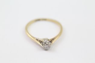 18ct Gold Round Brilliant Cut Diamond Single Stone Ring (1.8g) Size N