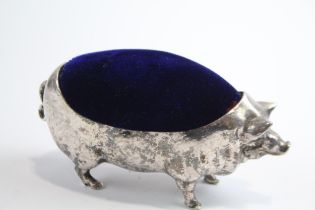 Vintage Silver Plate Novelty Pig Form Pin Cushion (205g) // Diameter - 12cm In vintage condition