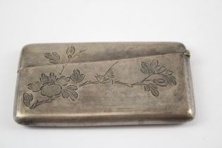 Antique / Vintage .830 Silver Calling Card Case w/ Bird & Foliage Engraving 48g // XRF TESTED FOR