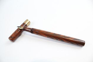 Vintage WATERMAN Ideal Wood Effect Fountain Pen w/ 14ct Nib, 9ct Band (14g) // w/ 14ct Nib, 9ct
