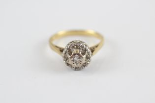 18ct Gold Diamond Cluster Ring (2.9g) Size K