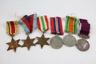 WW2 - GV.1 Army Long Service Medal Group Inc Africa & Italy Stars Etc // WW2 - GV.1 Army Long
