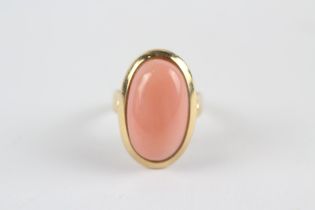 9ct Gold Coral Statement Ring (4.8g) Size L