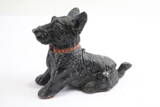 Vintage Cast Iron Scottish Terrier Table Match Striker / Lighter w/ Ashtray // UNTESTED Diameter -
