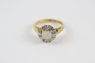 18ct Gold Opal & Diamond Dress Ring (3.4g) Size H