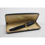 Vintage SHEAFFER PFM Pen For Men Navy Fountain Pen w/ 14ct Gold Nib WRITING Box // Dip Tested &