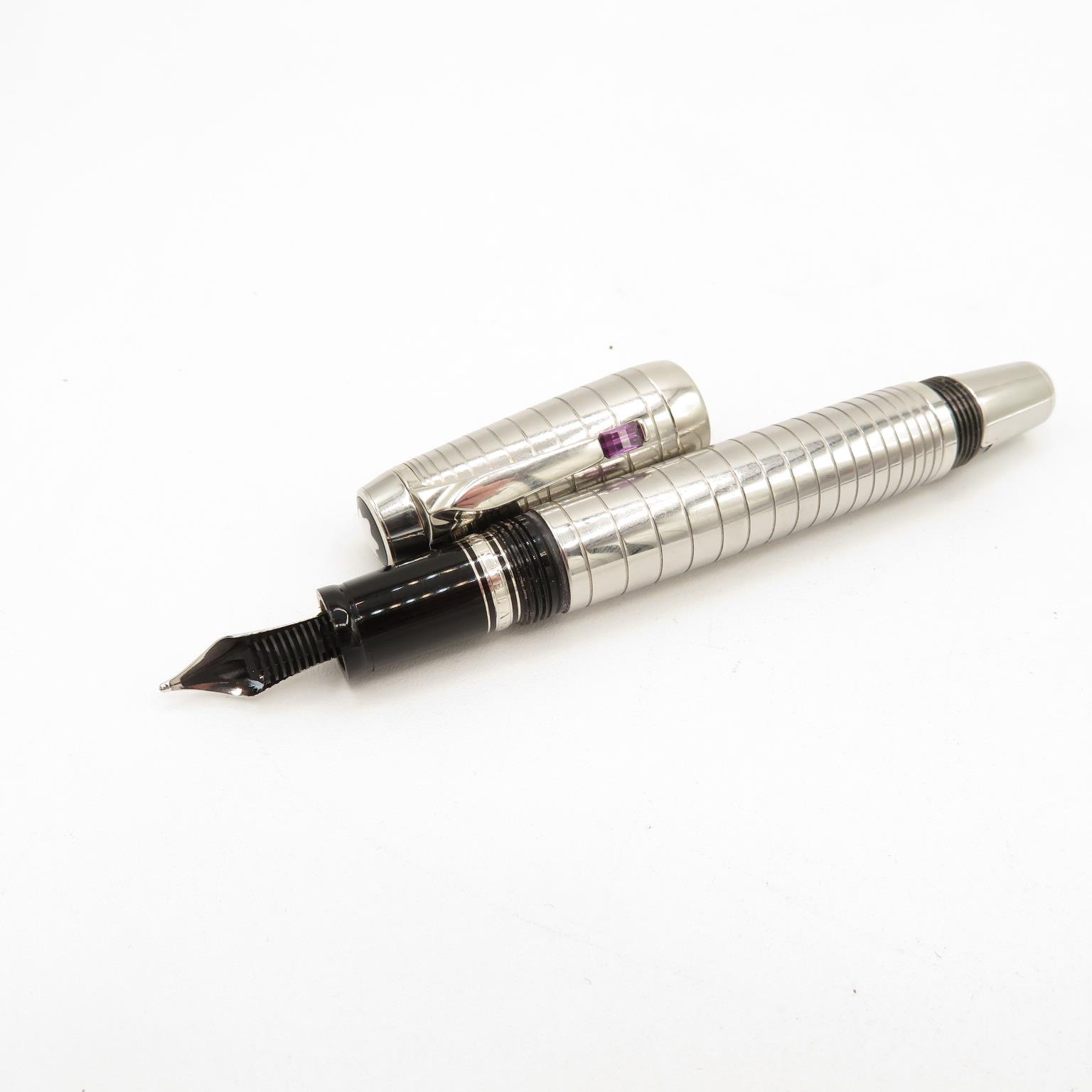 MONTBLANC Boheme Retractable Fountain Pen w/ 18ct Gold Nib WRITING // w/ Montblanc Black Leather Pen - Image 2 of 7