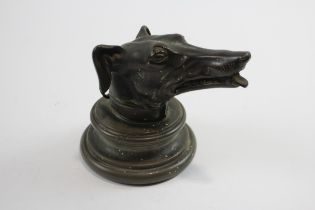 Antique / Vintage Bronze Greyhound / Whippet Bust on Plinth (576g) // Height - 9.5cm In antique /