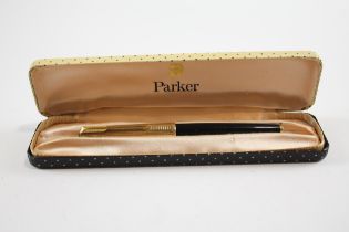 Vintage Parker 61 Black Fountain Pen w/ 14ct Gold Nib, Rolled Gold Cap WRITING // Dip Tested &