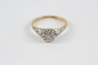 18ct Gold & Platinum Set Antique Solitaire Diamond Ring (2g) Size K