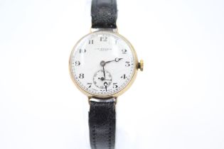 J. W. BENSON Men's 9ct GOLD Vintage Trench Style WRISTWATCH Hand-wind WORKING // J. W. BENSON Men'