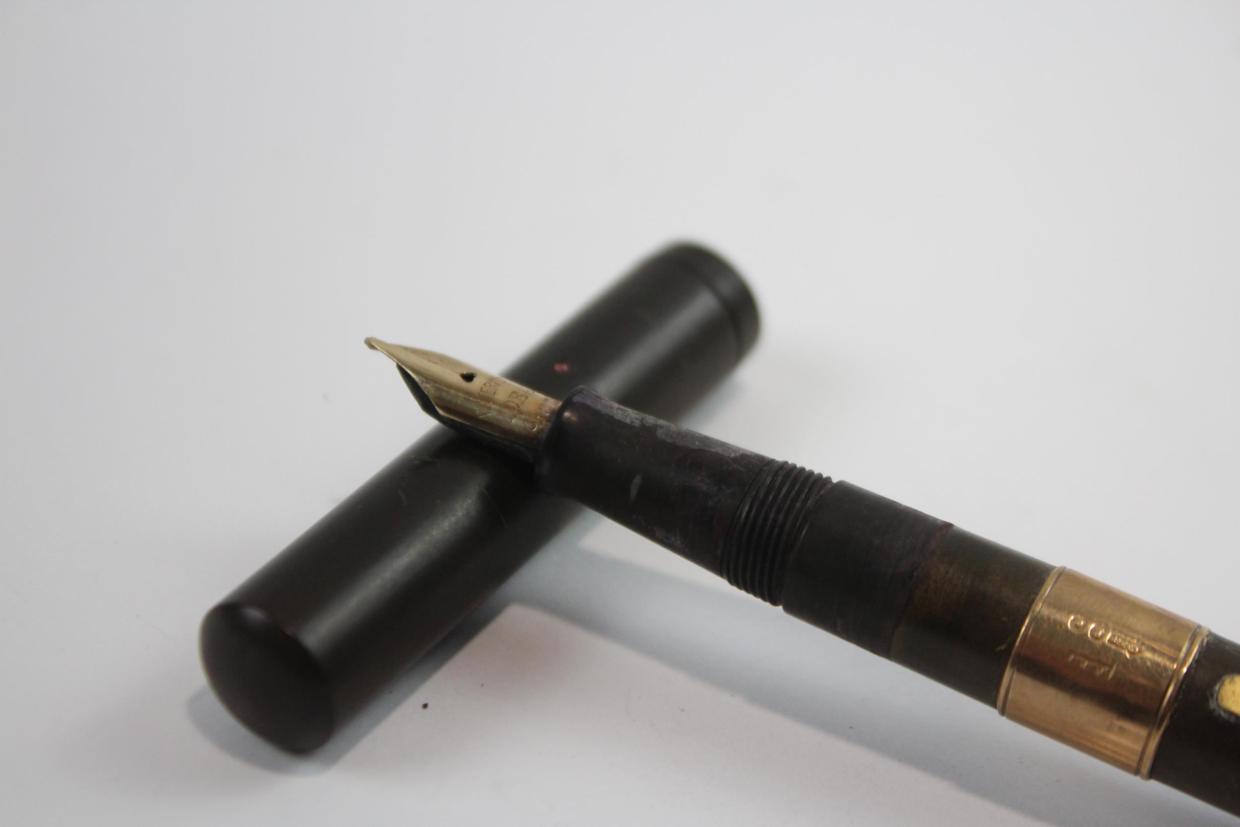 Vintage Waterman Ideal Brown Fountain Pen w/ 14ct Nib, 9ct Gold Banding WRITING // Dip Tested & - Image 2 of 9