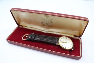 GARRARD Gents Vintage Gold Tone WRISTWATCH Hand-wind WORKING Boxed // GARRARD Gents Vintage Gold