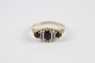9ct Gold Sapphire & Diamond Trilogy Ring (2.1g) Size O