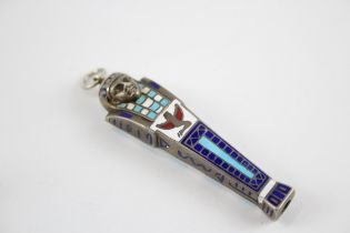 Silver enamel Egyptian themed retractable pencil (13g)