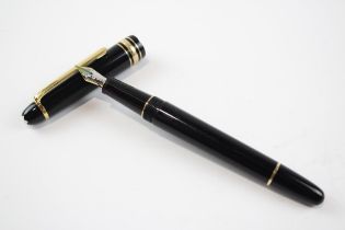 MONTBLANC Meisterstuck Black FOUNTAIN PEN w/ 14ct White Gold Nib WRITING // Dip Tested & WRITING