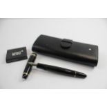 MONTBLANC Meisterstuck Black FOUNTAIN PEN w/ 14ct White Gold Nib WRITING // w/ Montblanc Black