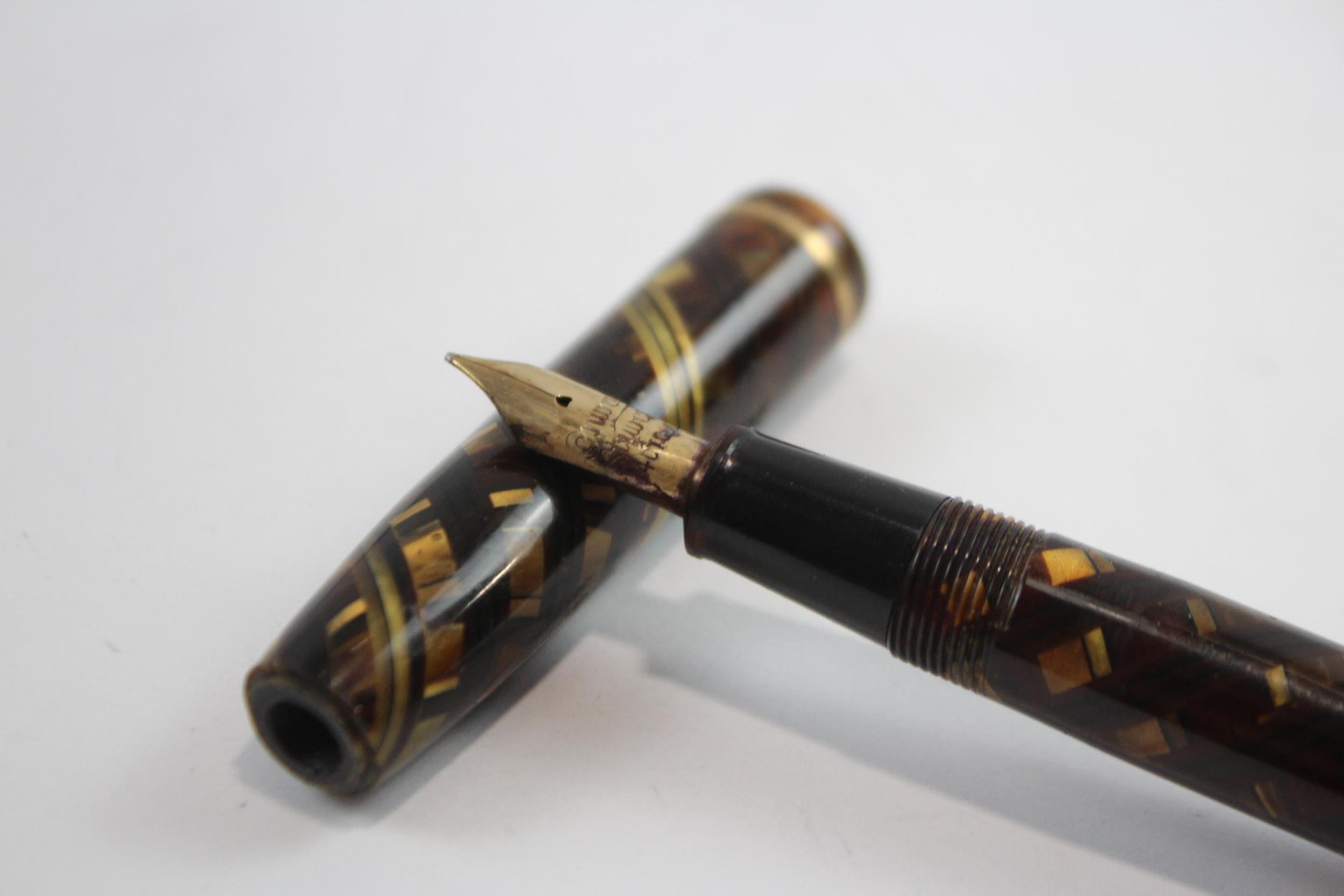 Vintage Conway Stewart 28 Brown Fountain Pen w/ 14ct Gold Nib WRITING // Dip Tested & WRITING In - Image 2 of 9