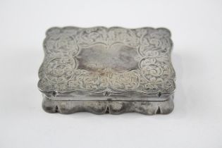 Antique Hallmarked 1897 Birmingham Sterling Silver Rectangular Snuff Box (37g) // w Vacant Cartouche