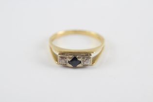 18ct Gold Diamond & Sapphire Three Stone Ring (3.4g) Size O