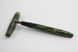 Vintage CONWAY STEWART Green Fountain Pen w/ 14ct Gold Nib WRITING // Dip Tested & WRITING In