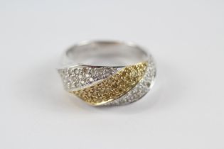 14ct White Gold Diamond & Enhanced Yellow Diamond Dress Ring (4.3g) Size M