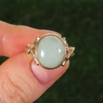 14ct Gold Jade Single Stone Ring (3.7g) Size O