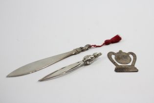 3 x Vintage Hallmarked .925 STERLING SILVER Bookmarks / Letter Opener (33g) // 3 x Vintage