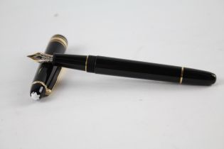 MONTBLANC Meisterstuck Black Fountain Pen w/ 14ct White Gold Nib WRITING //"