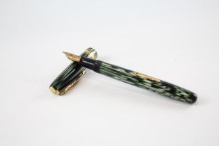 Vintage WATERMAN w5 Green Lacquer Fountain Pen w/ 14ct Gold Nib WRITING //"