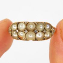 18ct gold antique split pearl dress ring, as is (3.4g) Size O