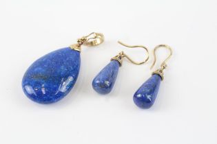 2x 9ct gold lapis earrings & drop earrings set (16.4g)