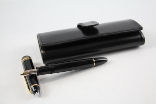 MONTBLANC Meisterstuck Black Fountain Pen w/ 14ct White Gold Nib WRITING //"