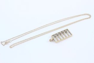 9ct gold vintage diamond abacus pendant necklace (3.5g)