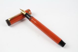 Vintage PARKER Duofold Lucky Curve The Big Red Fountain Pen w/ 14ct Nib WRITING //"