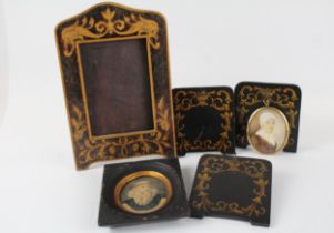 Antique French Miniature Portrait, Hand Painted Wooden Stands, Etc //"