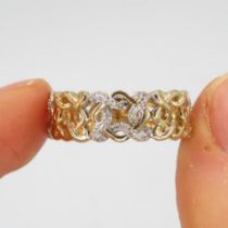 9ct bi-colour gold weave dress ring (3.2g) Size O 1/2