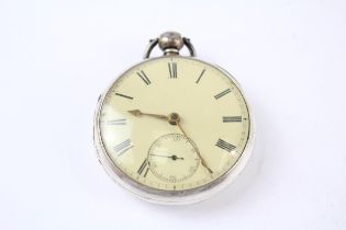 STERLING SILVER Gents Antique Fusee POCKETWATCH Key-wind WORKING //"