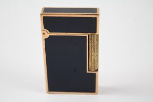 S.T DUPONT Gold Plate & Navy Lacquer Cigarette Lighter Made In France (108g) //"
