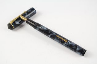 Vintage CONWAY STEWART 475 Navy FOUNTAIN PEN w/ 14ct Gold Nib WRITING //"