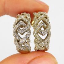 9ct gold vintage diamond half hoop paired earrings (4.6g)