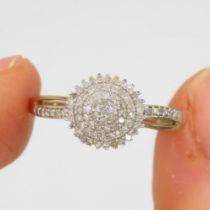 9ct gold diamond halo ring (2g) Size O