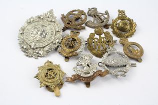 10 x Military Cap Badges Inc. A & S.H - West Riding - Royal Marines Etc //