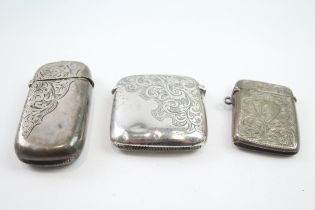 3 x .925 sterling vesta cases //