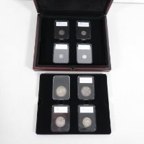 8x Victorian Silver Coin collection in executive wooden box all slabbed //