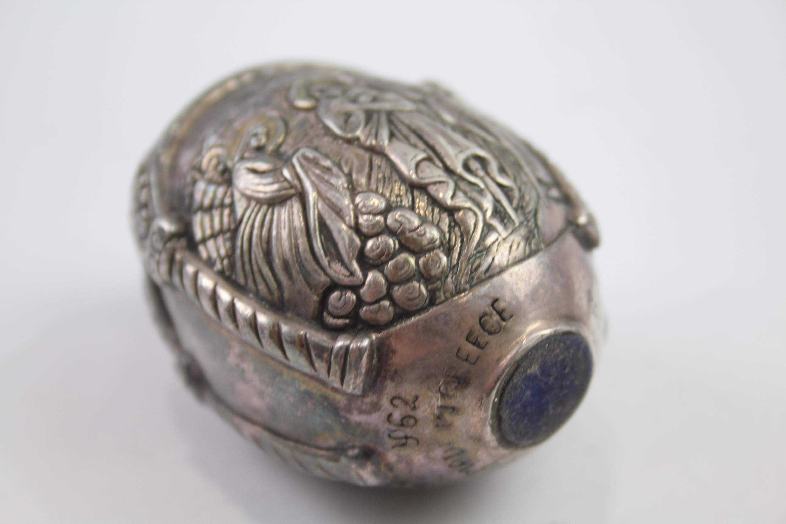 stamped .999 fine silver religious iconography decorative egg // - Image 5 of 6
