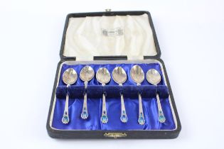 6 x liberty London art nouveau .925 sterling spoons w/ original case //